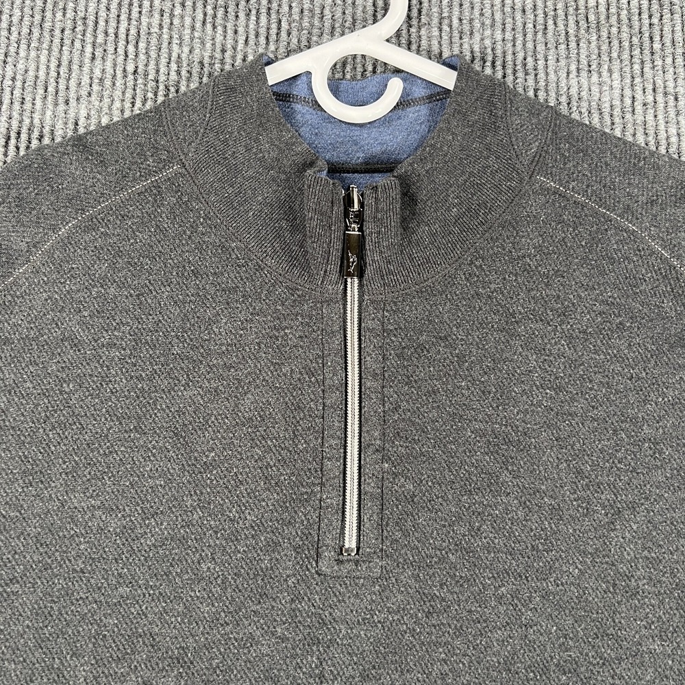 Tommy Bahama Sweater Mens 2XL XXL Gray Long Sleeve 1/4 Zip Mock Neck‎ Casual